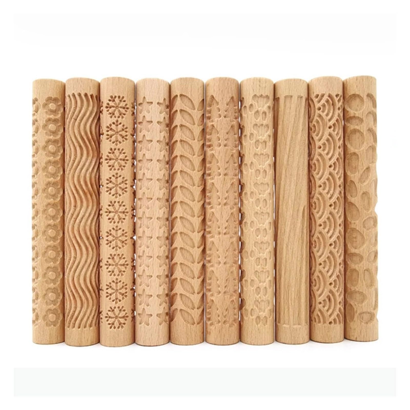 Motif de fleur sur rouleau à pâtisserie texturé en bois d'argile