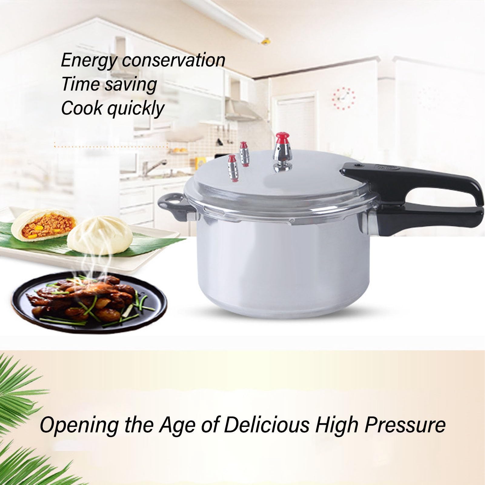 Estufa de Gas Olla a Presión de Aleación de Aluminio Gran Capacidad para Cocinar en Familia Fácil de Limpiar e Instalar (22cm)
