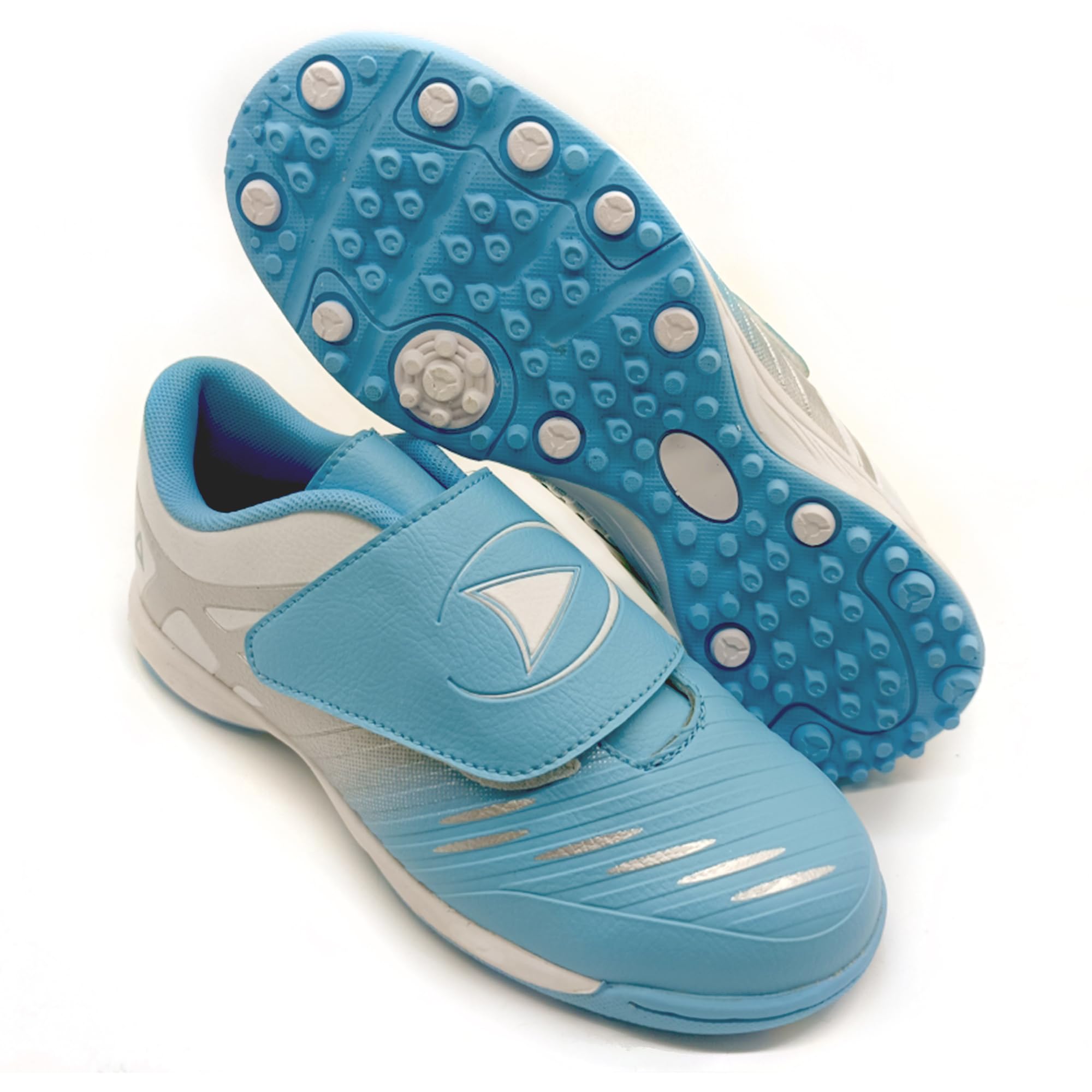 ➤JOGA - Scarpe da calcio in erba sintetica multitacco, senza lacci, con chiusura a gancio e anello, per ragazzi e ragazze