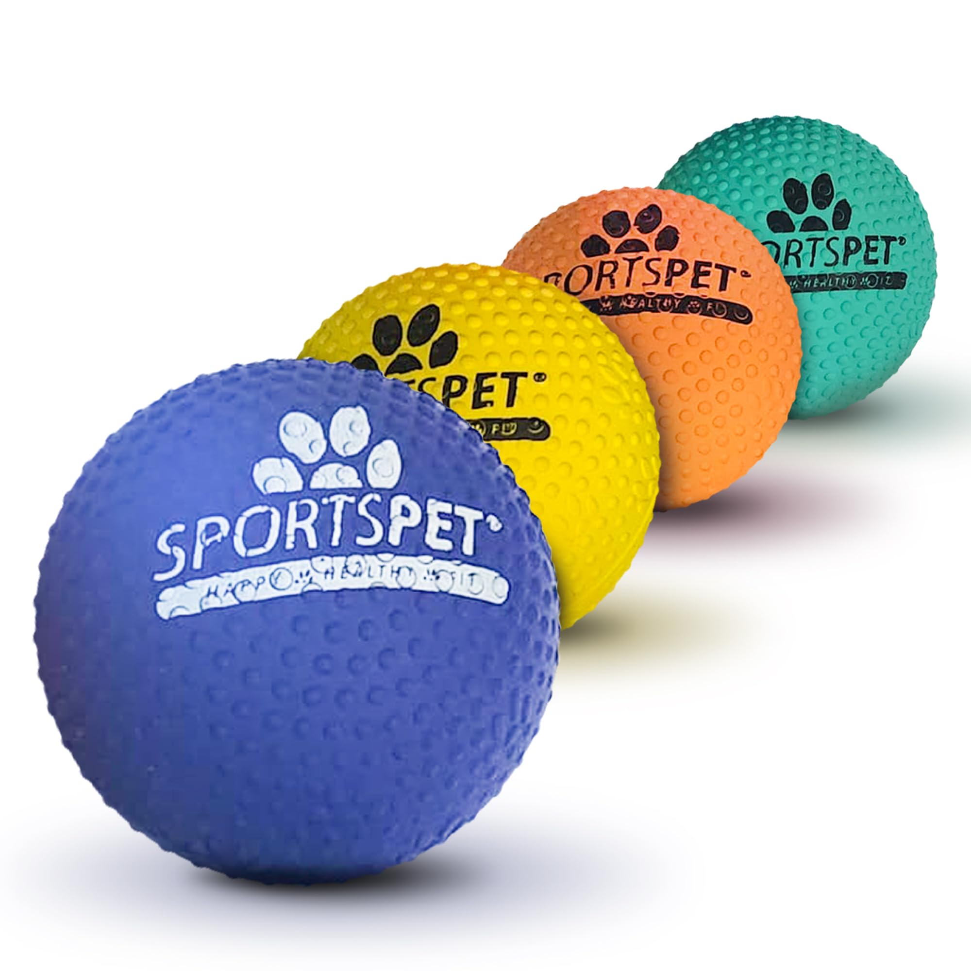SPORTSPET Tough Bounce DIMPLE Dog Balls, Multi-coloured, 65mm - Image 2