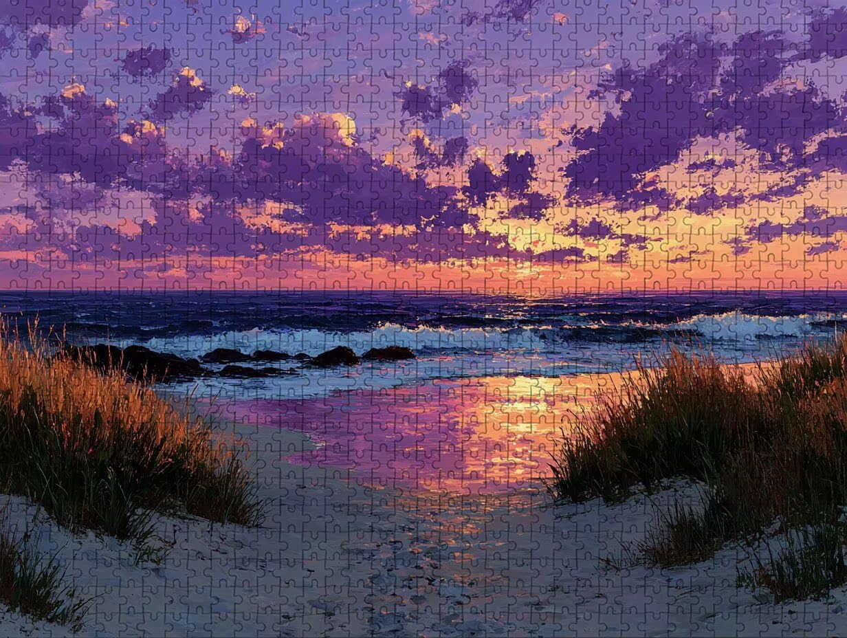 Puzzle 3000 elementów dla dorosłych na plażę, drewniane puzzle, 122 x 81 cm, części ściśle do siebie pasują, dla mężczyzn kobiet starszych seniorów, relaks i odstresowanie, prezenty, dekoracja ścienna