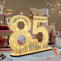 Seutgjie 85. Születésnapi Fa Ajándéktábla LED Fényfüzérrel - Pénzajándék Tartó Dekoráció Férfiaknak és Nőknek - Asztali Díszítés Évfordulóra 5