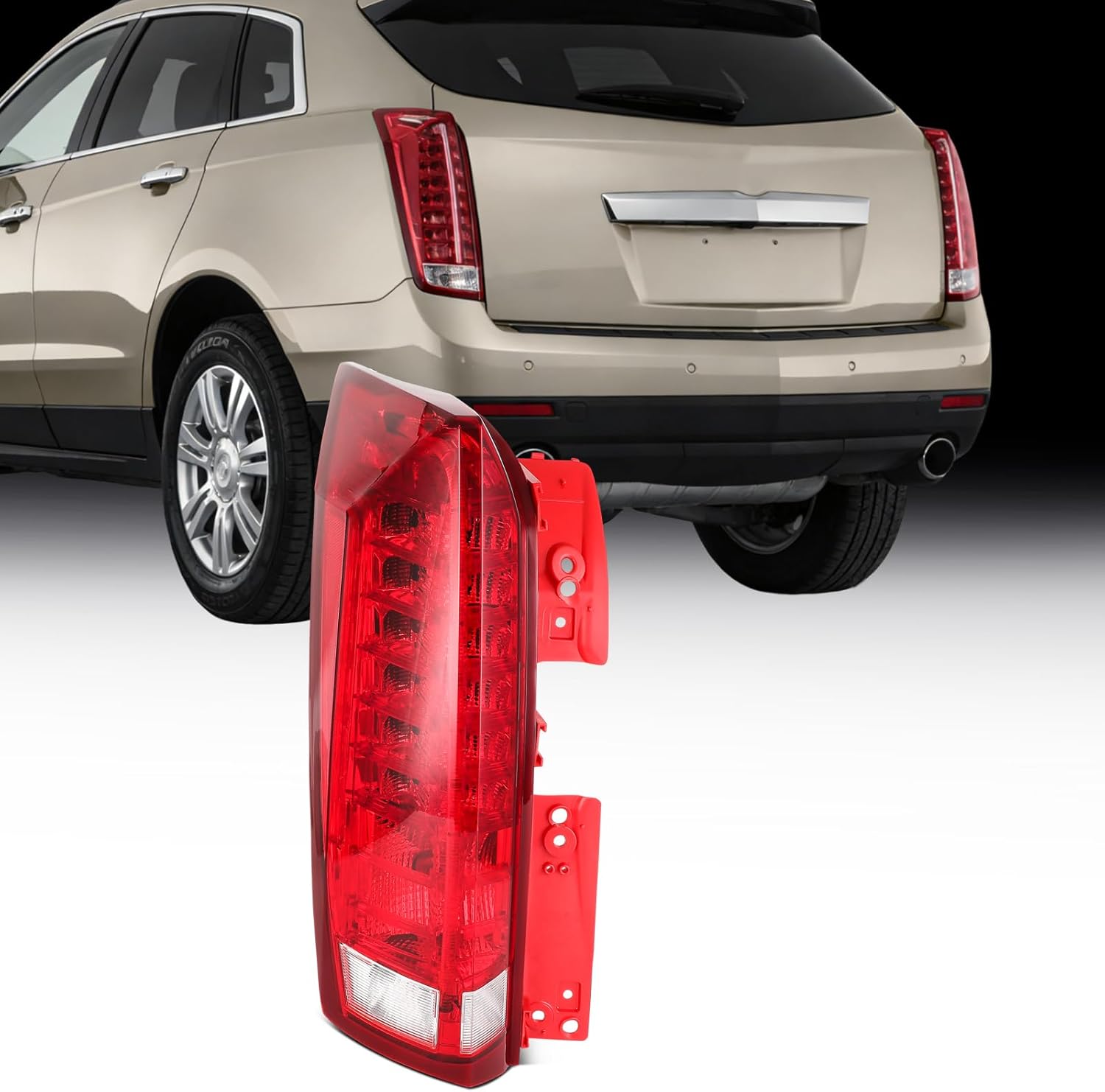 ECCPP Tail Light Assembly For Cadillac SRX 2010-2016 Driver Side (Chrome Housing Red Lens)
