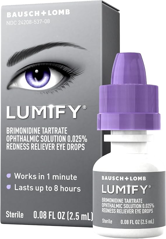 LUMIFY Redness Reliever Eye Drops, for Whiter & Brighter Looking Eyes, 0.08 Fl Oz ((Pack of 2))