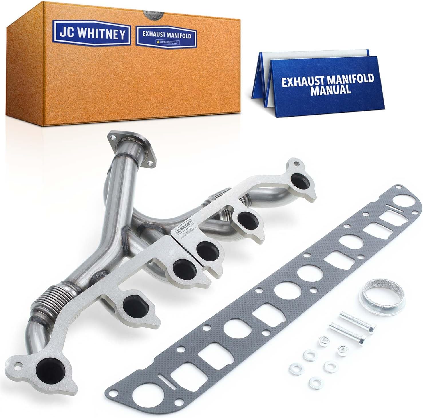 JC Whitney JFBAJCWEMD00026 Exhaust Manifold Kit - Compatible with Jeep Grand Cherokee 1993-1998, Wrangler 1991-1995&1997-1999, Cherokee 1991-1999, Comanche 1991-1992, TJ 1997-1999 - 4.0L Cyl.6