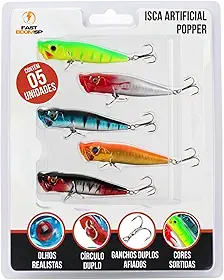 Isca Artificial Popper Importada Superficie Tucunaré Kit 5