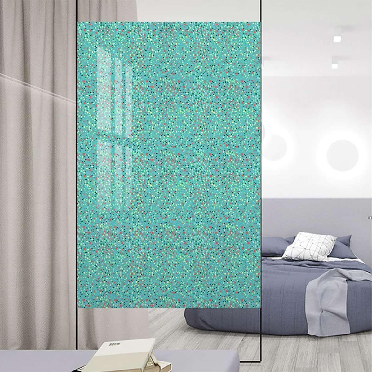 Multicolor Window Film Privacy Window Film Frosted Glass Film Heart Pattern Simple Comic Graffiti Style Window Film Privacy Color Window Sticker Fashion 35.4Wx59L-inch