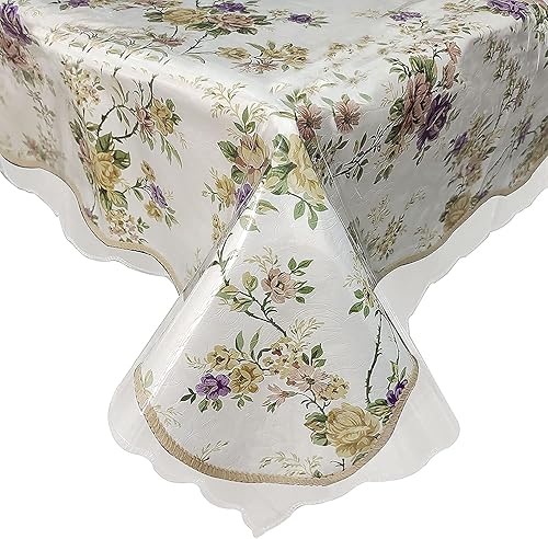 Miniatura 6 de Mantel protector de plástico transparente para mesa redonda, mantel de vinilo para cocina y mesa del hogar, 54 x 54 pulgadas