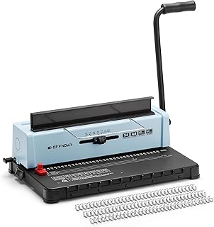 OFFNOVA Wire Binding Machine, 34 - Square Punch Holes, Punching 12 Sheets, Bind 120 Sheets Book Binder with Adjustable Side Margin, Easy to Punch for Letter Size / A4 / A5