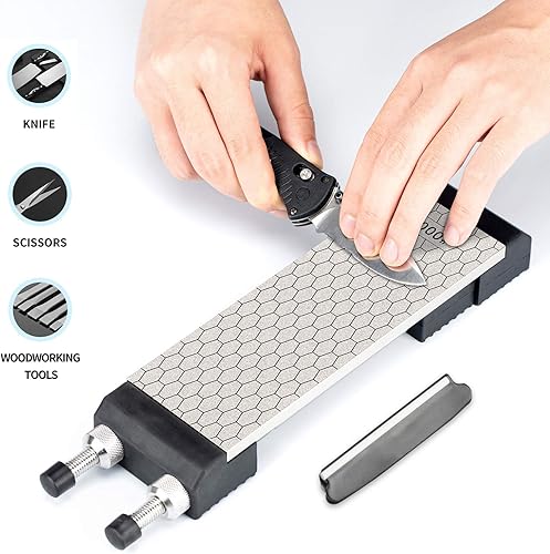 Miniatura 6 de DMD Juego de soporte para afilar diamantes con tornillos de ajuste simple que sostiene la piedra de forma segura con piedras afiladoras de cuchillos
