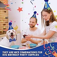 Vista 20 de Weewooday Suministros para fiesta de cumpleaños para perros, cumpleaños de niños y niñas, bandana triangular, bufanda triangular, sombrero