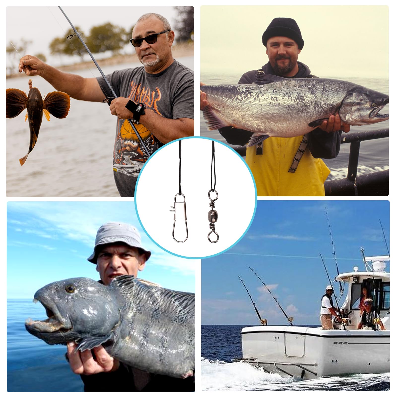 30 Piezas de Línea Líder Pesca, Cable Líder de Acero Inoxidable de con Hebilla Giratoria Señuelo o Anzuelo de Conexión de Aparejos de Pesca, para Agua Salada y Agua Dulce (Negro)