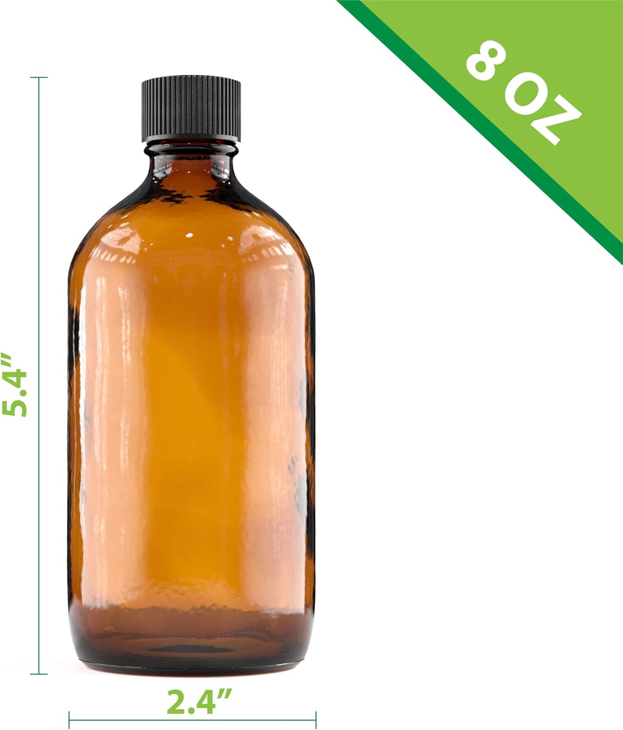 VINEVIDA 8 oz Amber Glass Bottles - 50 Pack Amber Boston Bottles With Poly Cap - Bulk Empty Tincture Bottles for Essential Oils, Lab Chemicals, and Perfumes - Refillable