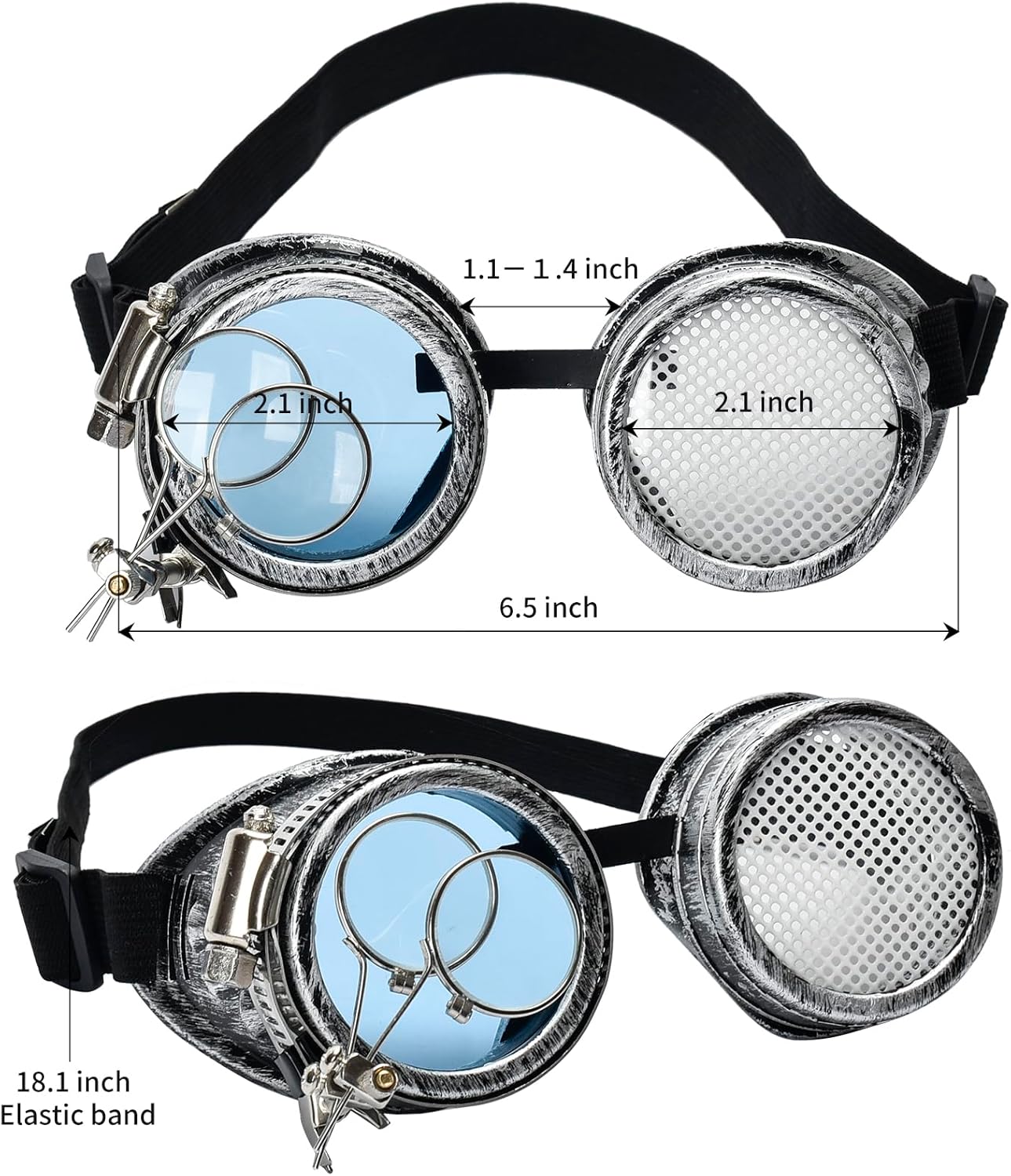 Steampunk Goggles SANGLE SOPFFY Steampunk Glasses Vintage Goggles Changeable Colored Lens & Ocular Loupe, Halloween Costume Accessory - Image 2