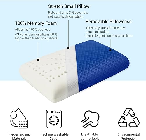 Miniatura 3 de Almohada de espuma viscoelástica para campamento, fácil de plegar, artículos esenciales para acampar, almohada de viaje pequeña con bolsa portátil,