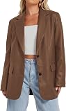 KIRUNDO Faux Leather Blazer Jacket Women Brown in Brown