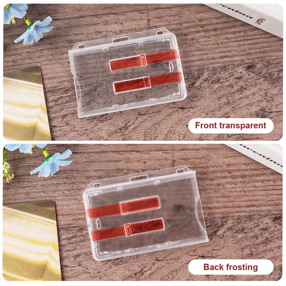 Porte-Badges Plastique Transparent - 2 Pièces Avec Keyring Pour Cartes, ID, Badges