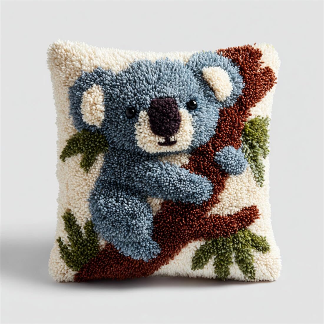 Kitquiver Animal DIY Latch Hook Kit Koalas in The Tree DIY Latch Hook Kits Pillow Printed Cushion Crochet Yarn 3D Embroidery Set Pillowcase Rug Home Decor 17x17In