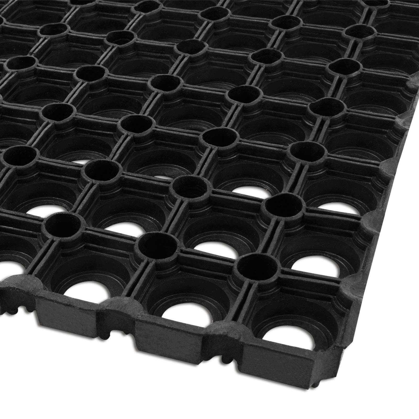 etm - Octodoor - Caillebotis en Caoutchouc de Haute Qualité - Dalles Caoutchouc Nid d'abeille - Protection Optimale pour Aires de Jeux et Jardins - Épaisseur de 23 mm - Noir, Tapis 80 x 120 cm