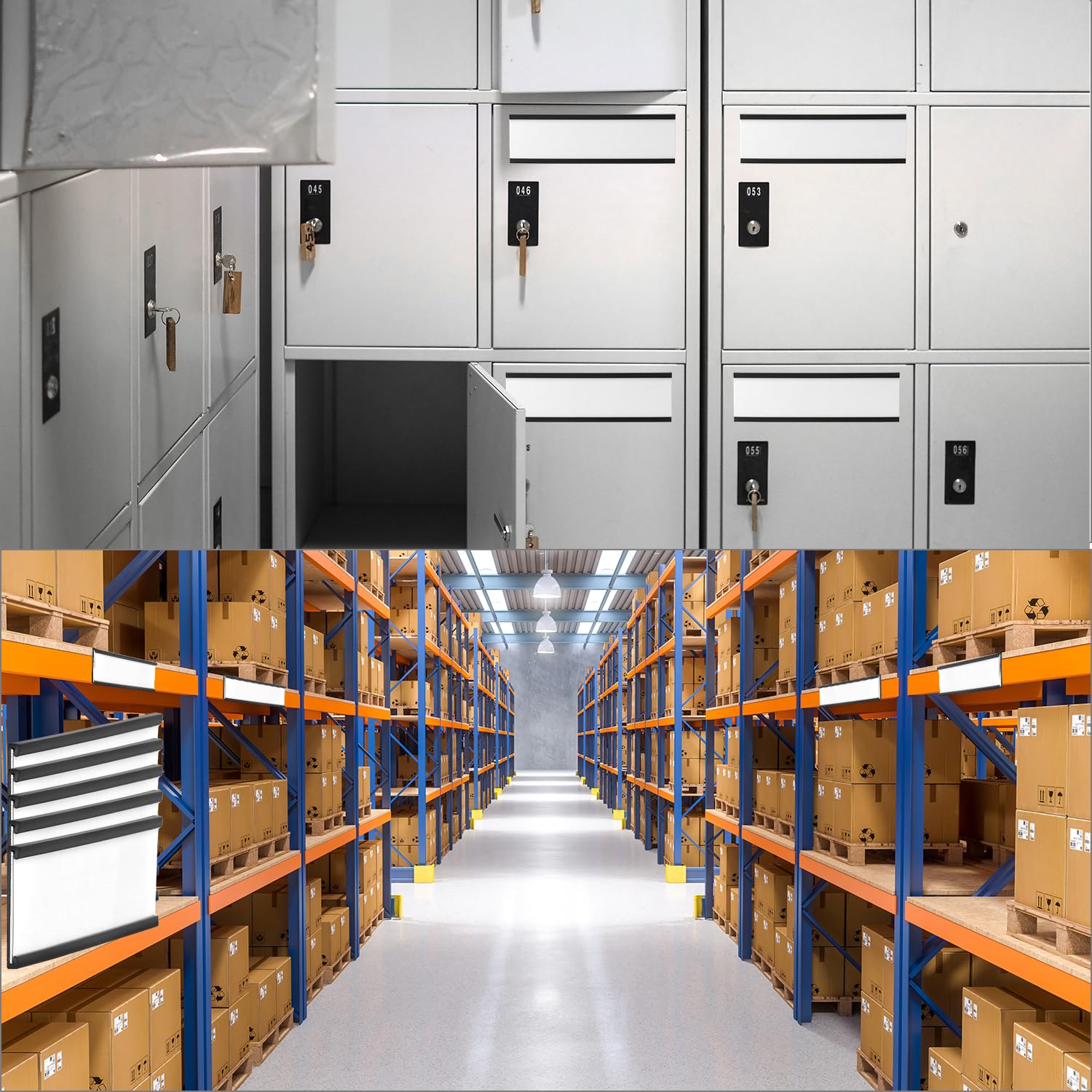 QWORK® 40 Pezzi Porta Etichette Magnetiche 40x100 mm, Scrivibili Con Pellicola Protettiva in Plastica Trasparente per Scaffali Metallici Armadietti e Lavagne Bianche