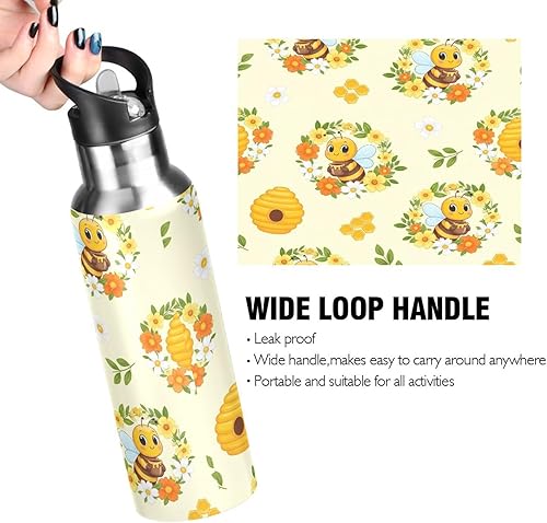 Miniatura 4 de Botella de agua deportiva sin BPA de 20 onzas, botella de agua aislada al vacío de acero inoxidable para gimnasio, viajes al aire libre, escuela,