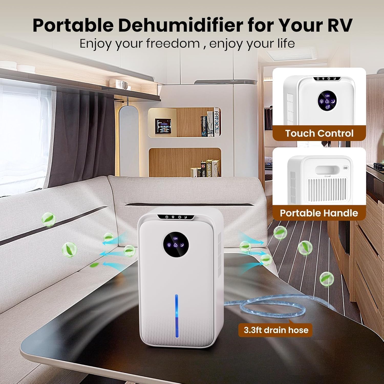 Deumidificatore (2,50 ml) per la casa, piccolo deumidificatore con timer per tubo di scarico (8-12-24 H) ultra silenzioso con modalità sleep spegnimento automatico per camera da letto, bagno, cantina
