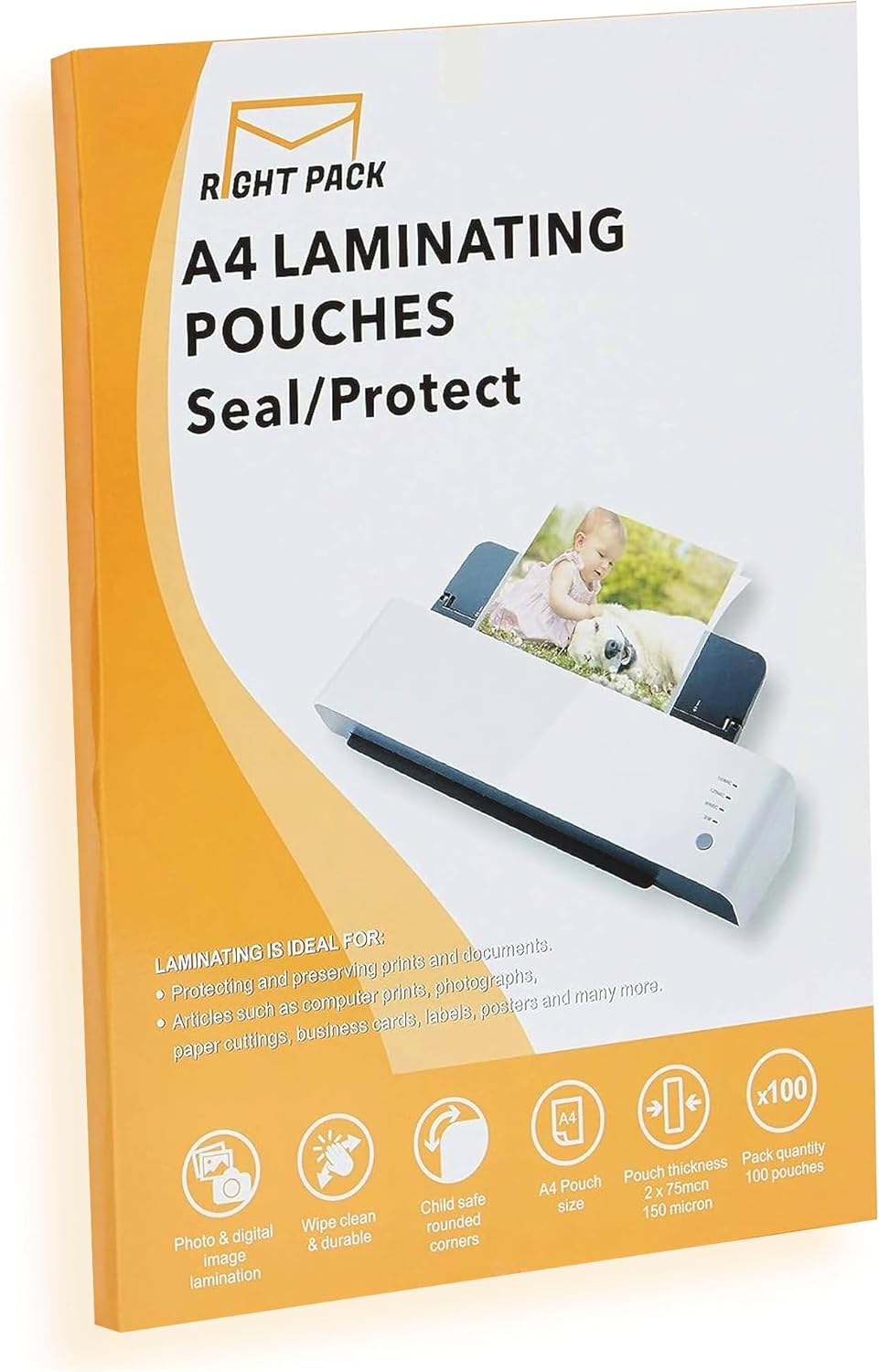 Right Pack Laminating Pouches A4 100 Sheets 150 Micron A4 Laminating Pouches Strong