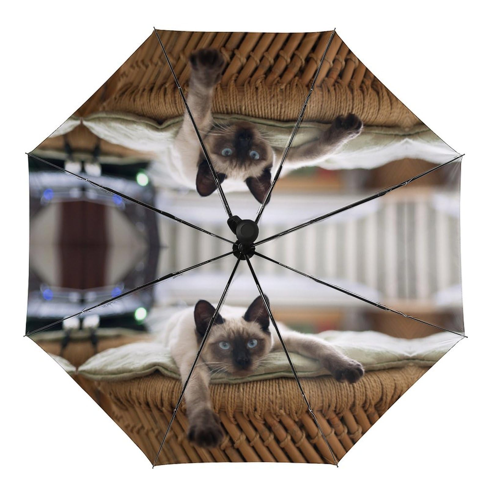 Jiupopular Men's Siamese Thai Cat Mandala Umbrella, Auto Umbrella
