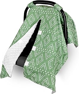 TANOFAR Baby Carseat Canopy, Peekaboo Opening Car Seat Canopy for Babies, Soft and Breathable Infant Carrier Canopy, Multi-use Baby Carrier, Stroller, Nursing Cover, Minky Blanket, Green
