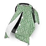 TANOFAR Baby Carseat Canopy, Peekaboo Opening Car Seat Canopy for Babies, Soft and Breathable Infant Carrier Canopy, Multi-use Baby Carrier, Stroller, Nursing Cover, Minky Blanket, Green