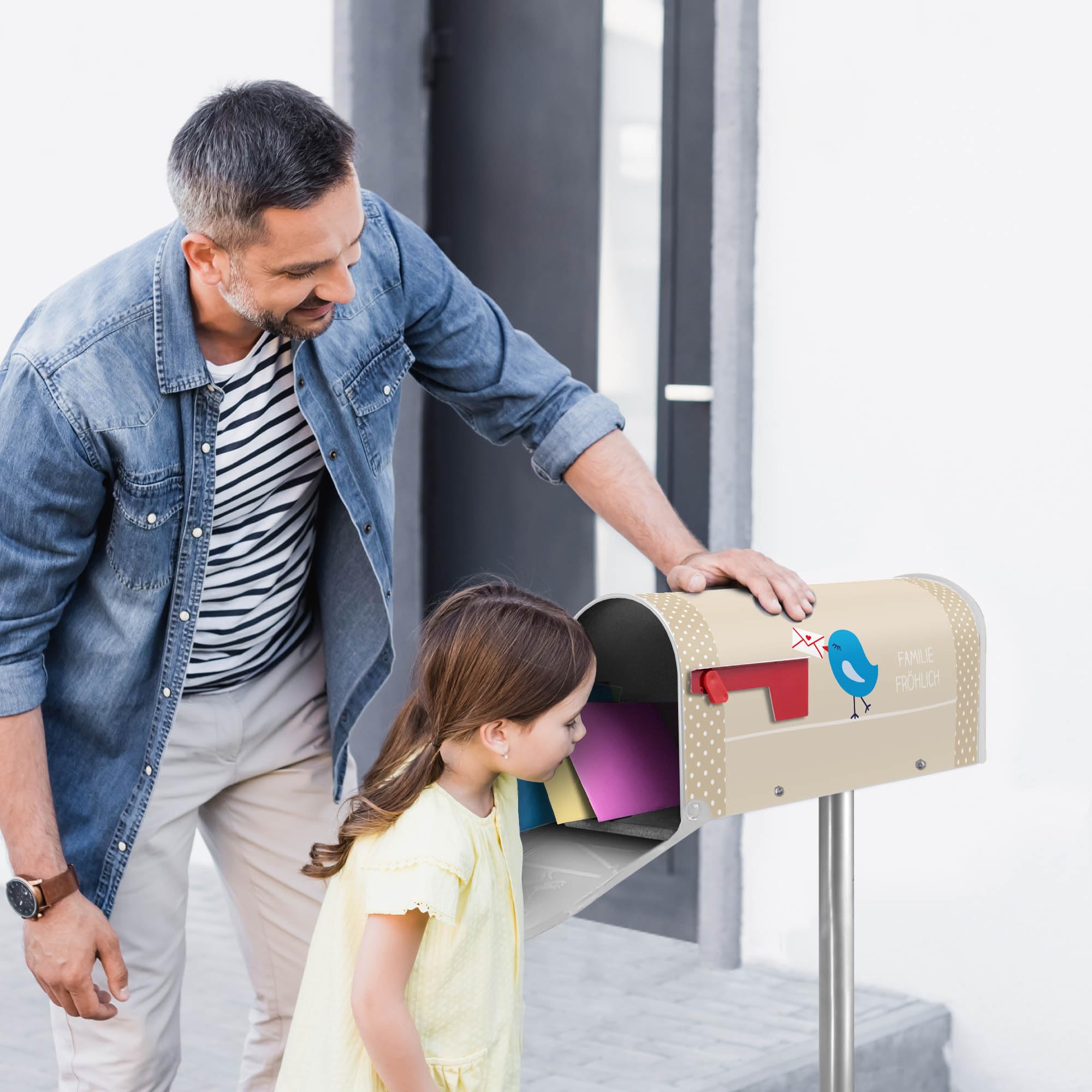 Banjado Amerikanischer Briefkasten – US-Mailbox Mit Motiv „Laubzauberbaum“ In Weiß