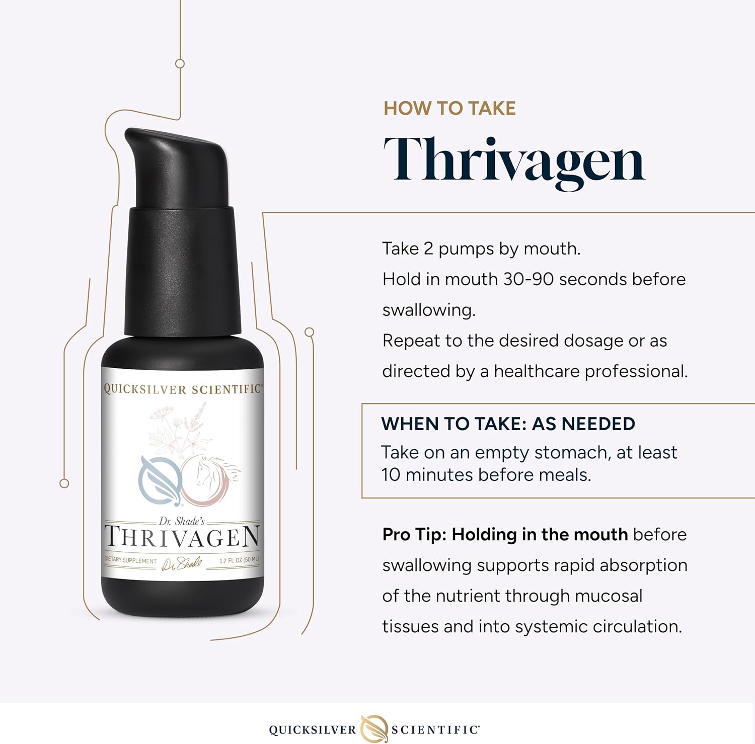 Quicksilver Scientific Thrivagen - Women's Health Supplement with 15 Energy, Hormone Balance & Adrenal Support Botanicals - Adaptogenic Herbs with Shatavari, Rhodiola & Maca Root (1.7oz / 50ml)