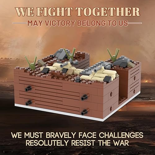 Miniatura 6 de WW2 Battlefield - Juego de bloques militares de esquina derecha (200 unidades). El juego de bloques de construcción militar puede construir