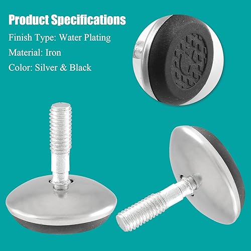 Miniatura 4 de Bivethoi Paquete de 12 pies niveladores ajustables M6, almohadilla niveladora ajustable de 1.12 pulgadas de altura, patas de mesa para muebles