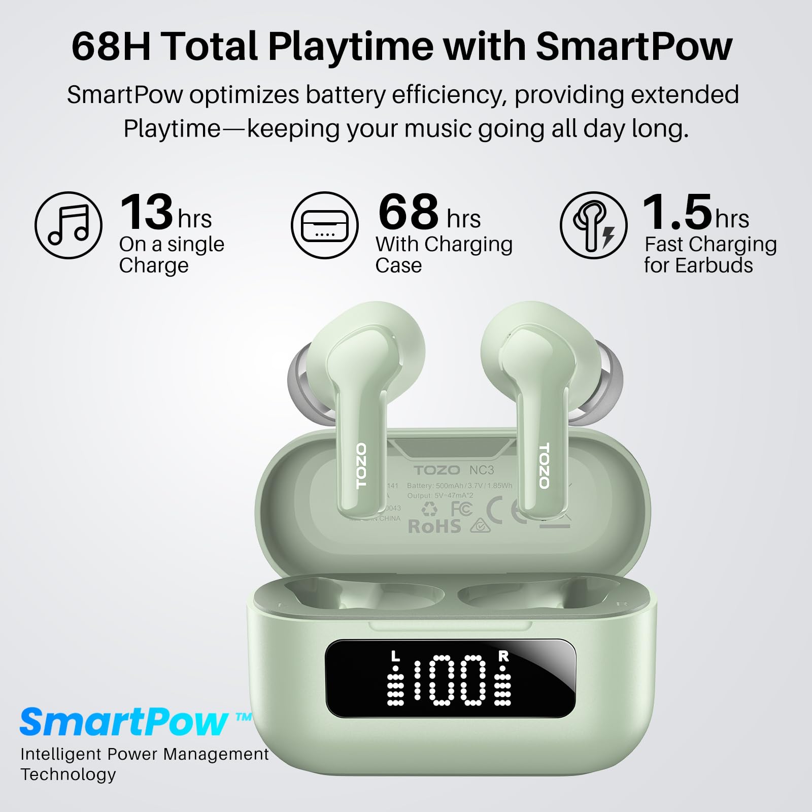Amazon.com: TOZO Hybrid Active Noise Cancelling Wireless Earbuds