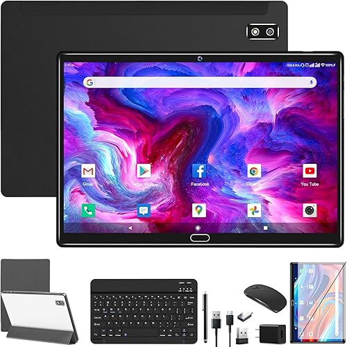 Tablet Android 11.0, tableta 2 en 1 de 10.1 pulgadas, tableta celular 4G con teclado, 64 GB+4 GB de almacenamiento, procesador Octa-Core, 2 ranuras