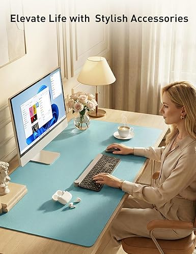 Miniatura 287 de Aothia Tapete protector de escritorio, alfombrilla para mouse, antideslizante, impermeable, de piel sintética, secante de escritorio, para Verde