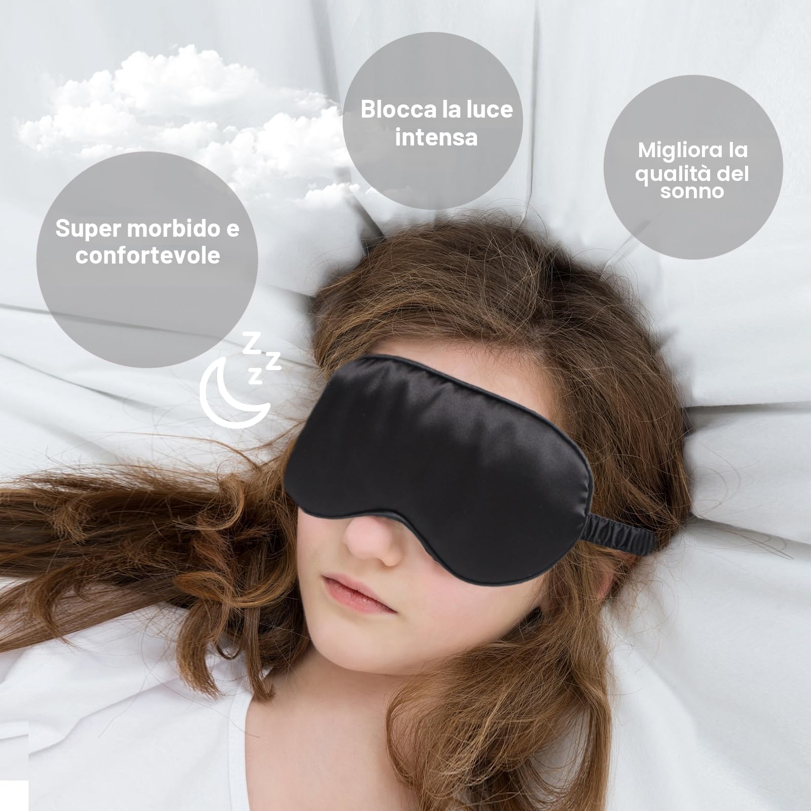 KEYRI 4 Pezzi Mascherina per Dormire per Donne, Maschera per Dormire Seta Mascherina per Occhi Antiluce e Morbida Mascherina Occhi per Dormire per Viaggi Pisolino con Fascia Elasticità