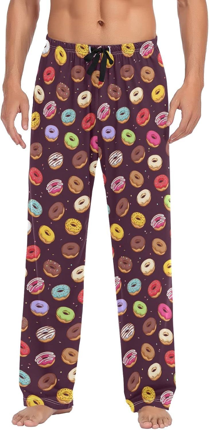 Ollabaky Men's Pajama Pants Cartoon Dinosaur Pjs Bottoms with Pockets Sleep Lounge Pants for Men