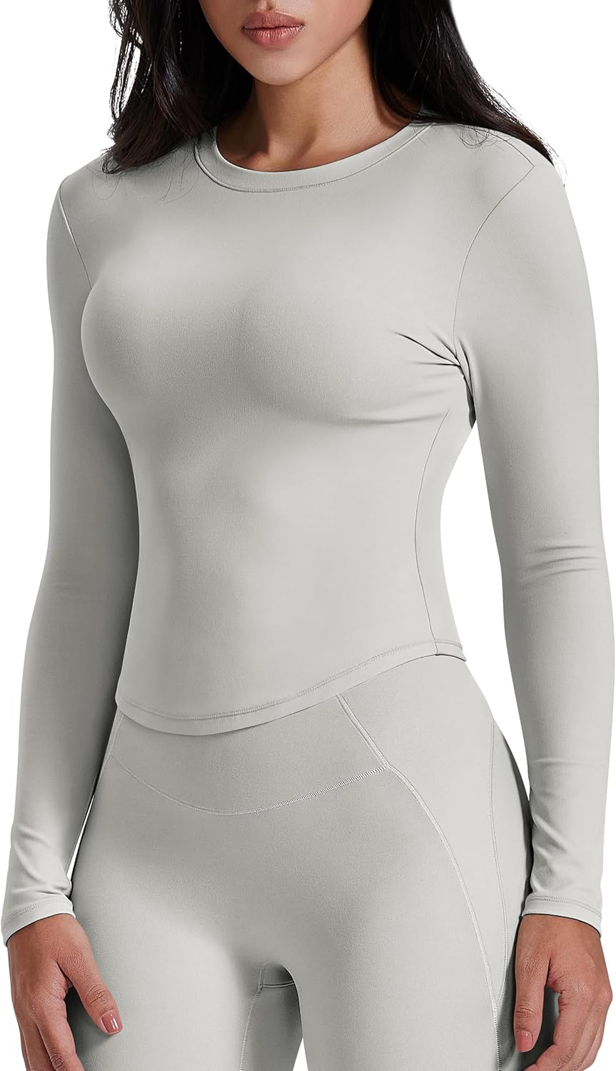 AVGO Workout Shirts for Women Slim Fit Long Sleeve Crop Tops Gym Shirt Running Breathable Athletic Clothes - Image 2