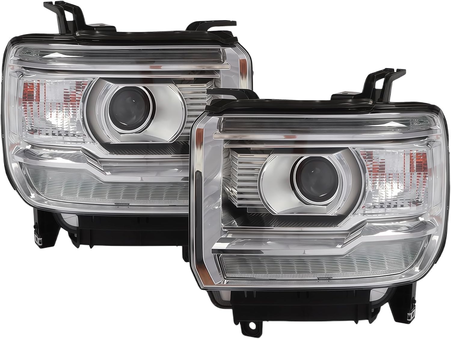 Driver Passenger Side Halogen Headlight Assembly Compatible with Sierra 1500/ 2500HD/ 3500HD 2014-2019 w/DRL Left and Right Headlamp w/Bulb GM2502390 GM2503390