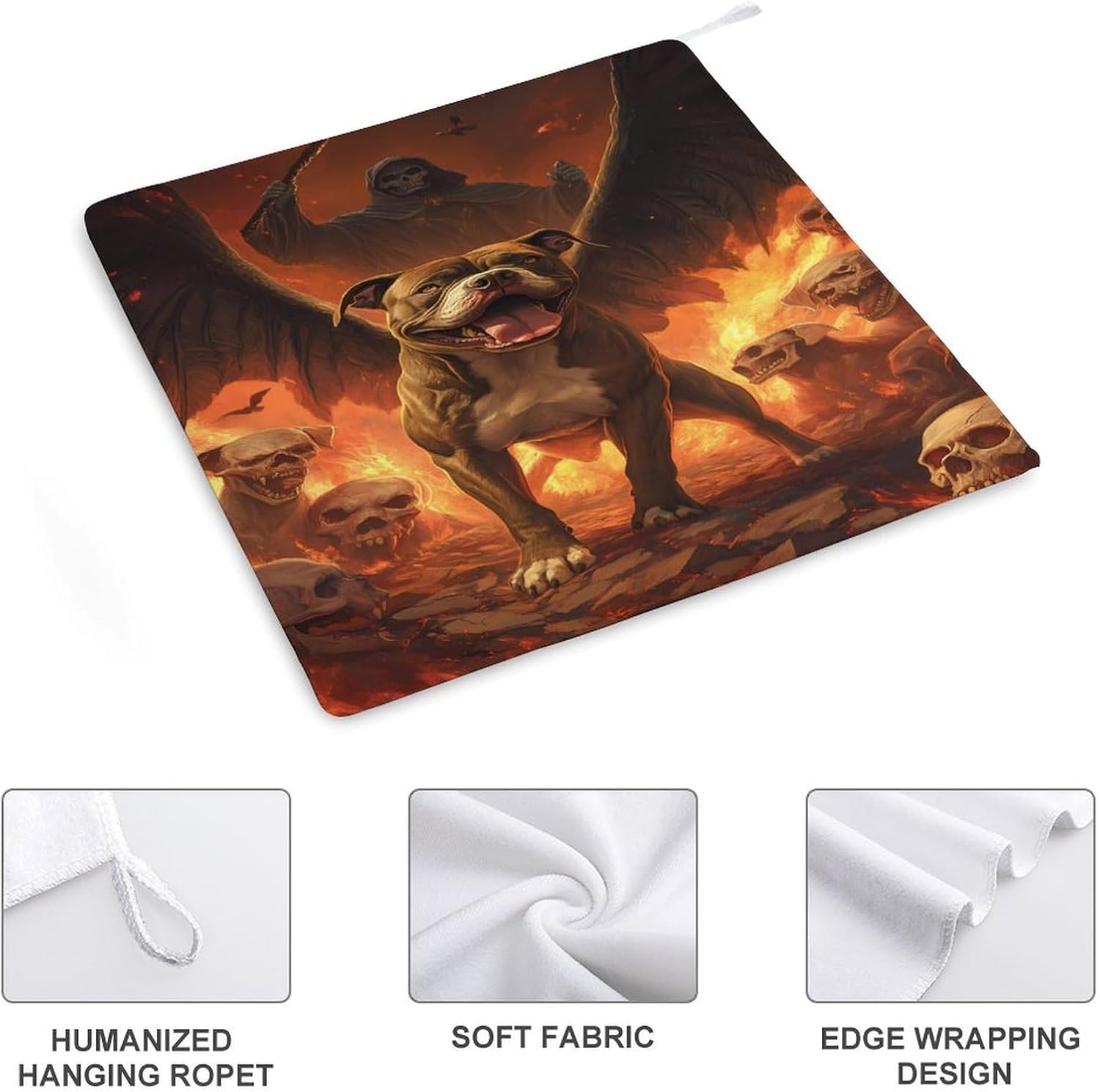 Skull Grim Reaper Pitbull Towel Hand Towels Decorative Towel for Bathroom Kitchen Shower Gym 4PCS