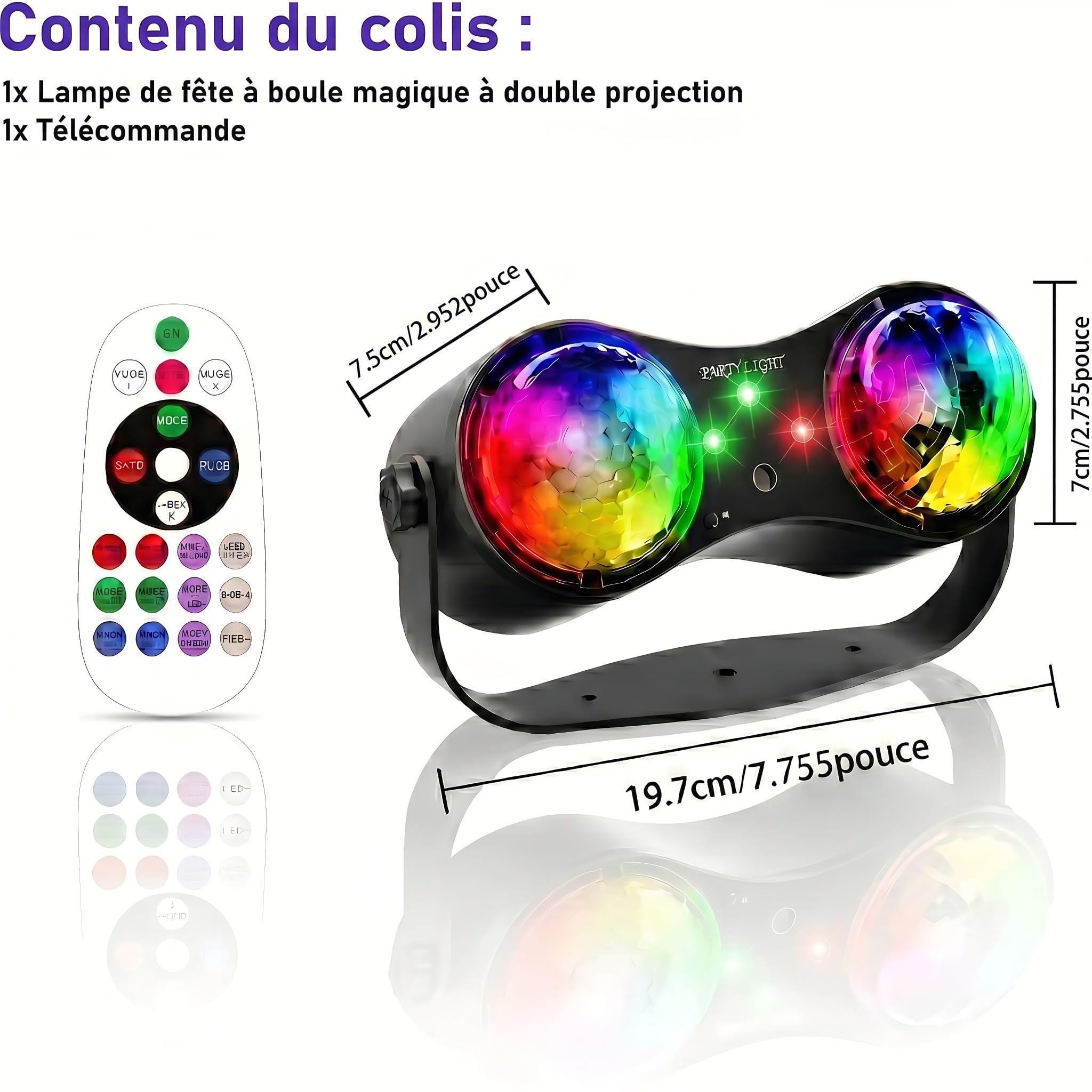 Jeux de Lumiere pour Soiree, Jeu de Lumiere DJ, Projecteur Étoile Océan, Activée par le Son avec Télécommande, Lumiere DJ aux Fêtes, Bars, Anniversaires, Mariages, KTV, Noël, Halloween