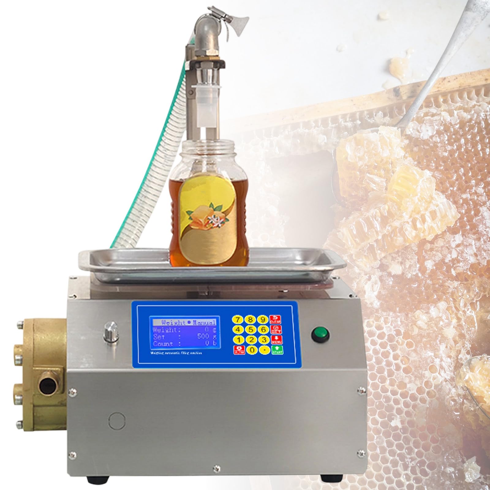 GwlThixion Honey Filling Machine, 20g-8000g Automatic Weighing Paste Liquid Filler Machine, Stainless Steel Paste Viscous Liquid Bottling, for Sesame Paste, Peanut Butter, Jam