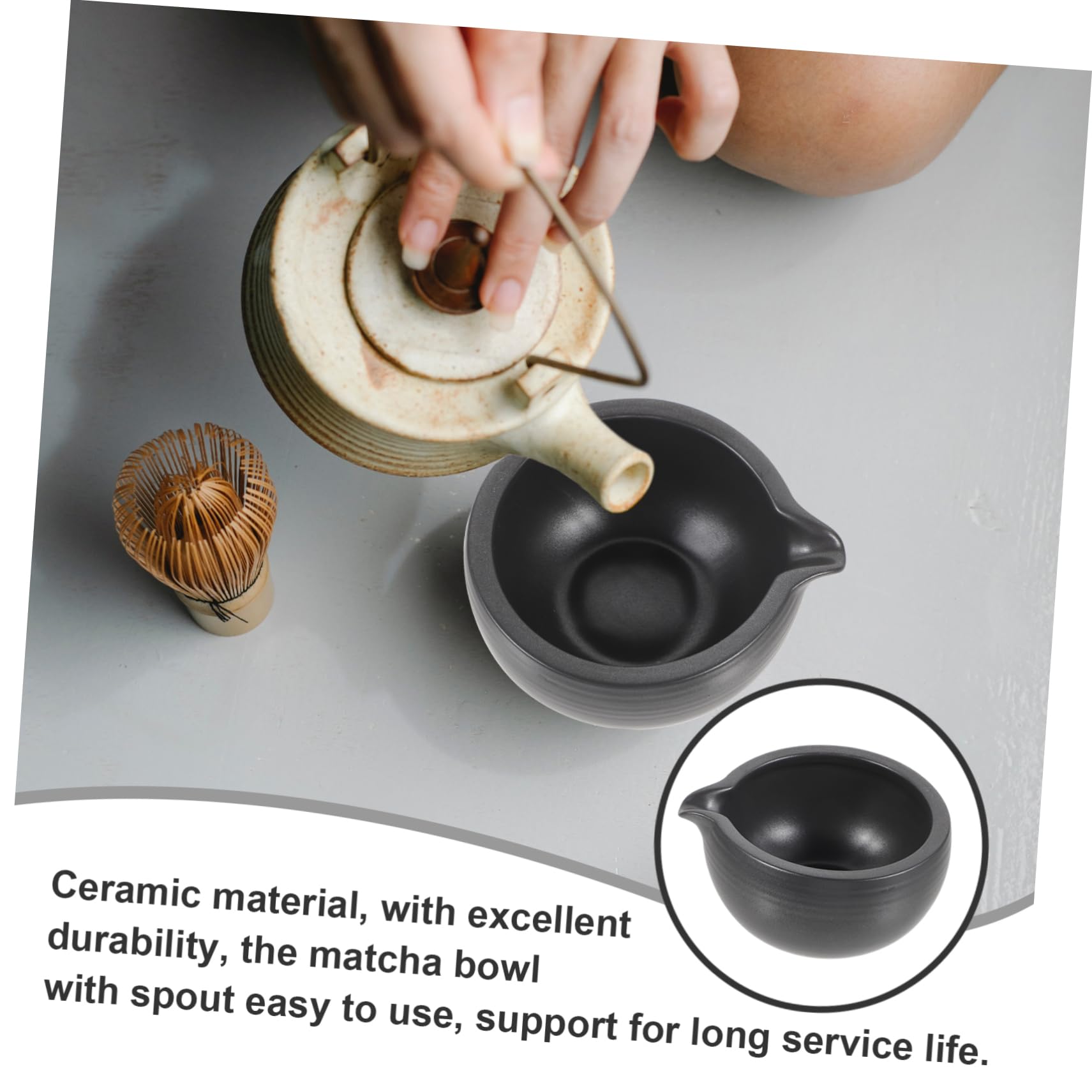 PRETYZOOM Japanese Ceramic Bowl with Spout Traditional Tea Cup for Tea Ceremony and Exquisite Design