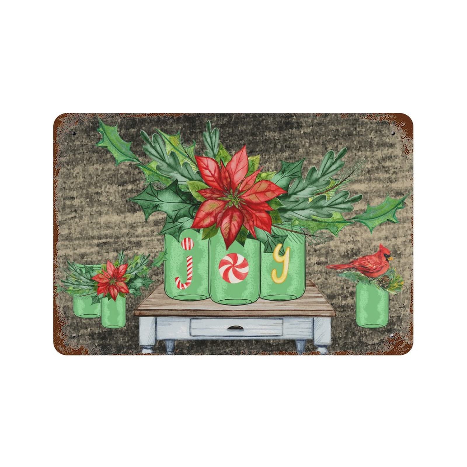 Panneau de fleurs de Noël en aluminium, le cadeau rétro idéal pour décorer les murs de vos proches