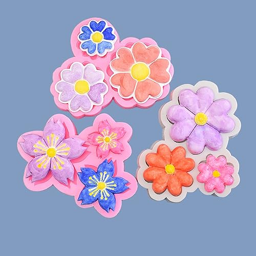 Vista 5 de 9 moldes de flores para fondant, molde de silicona de flores para cupcakes, postres, chocolate, gelatina, decoración de galletas, joyas, pasteles
