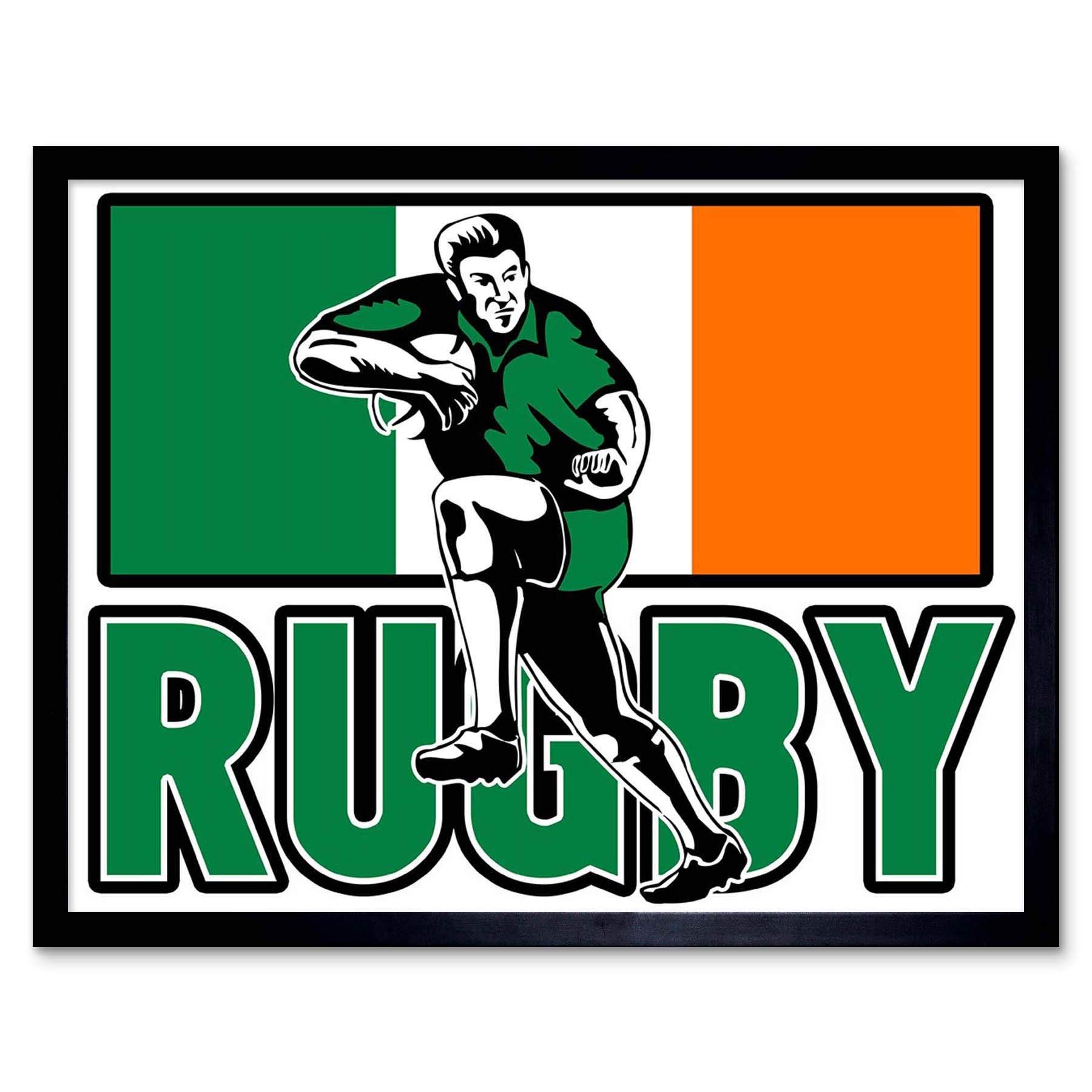 Wee Blue Coo Painting Sport Ireland Rugby Football Flag Irish Player Art Print Framed Poster Wall Decor 12X16 Inch