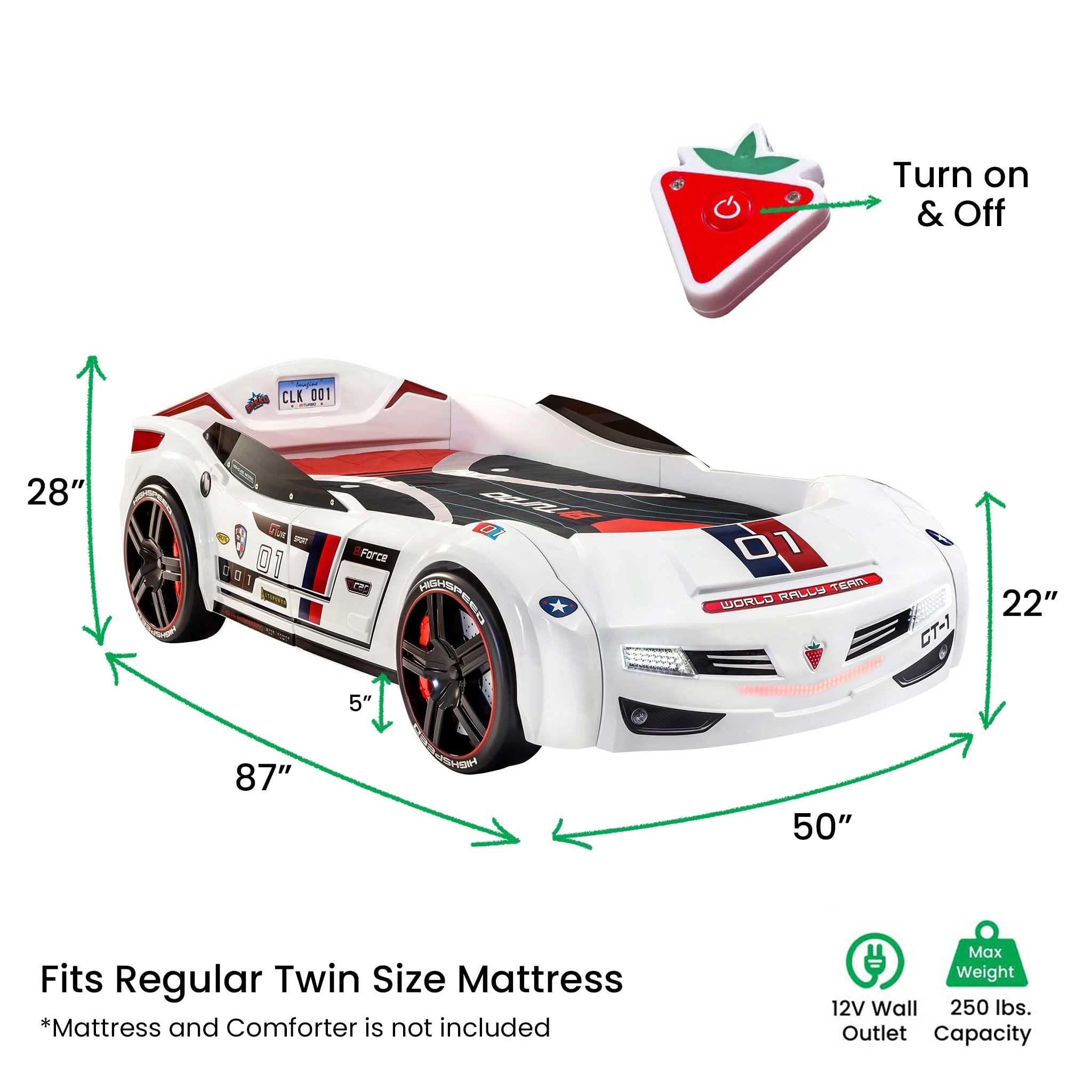 Amazon.com: Cilek BiTurbo Twin Kids Race Car Bed Frame For Boys at