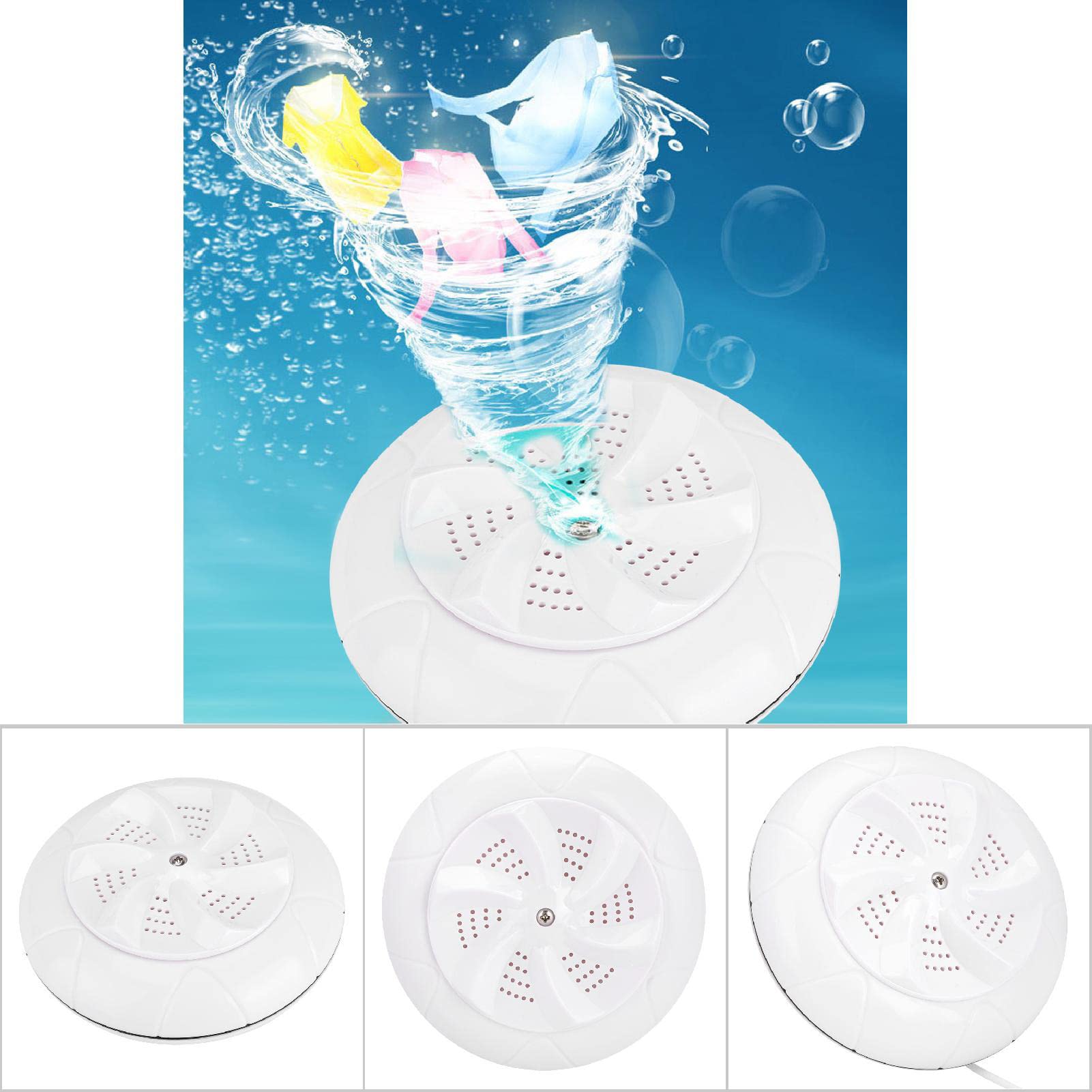 Generic Generic Przenośna Ultradźwiękowa Mini Pralka Turbo do Podróży, Prania Domowego, Zasilana Przez USB - Odpowiednia do ładunku 1 KG (WHITE) (WHITE)